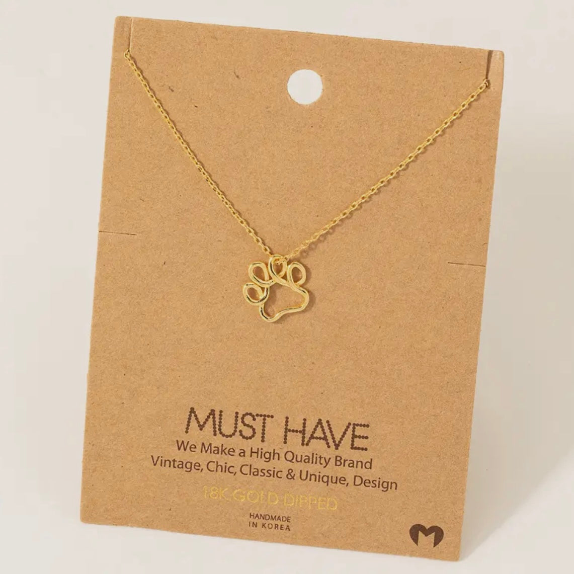 Wire Paw Print Necklace