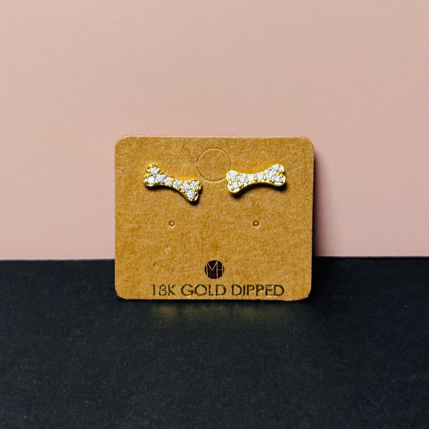 Rhinestone Bone Stud Earrings