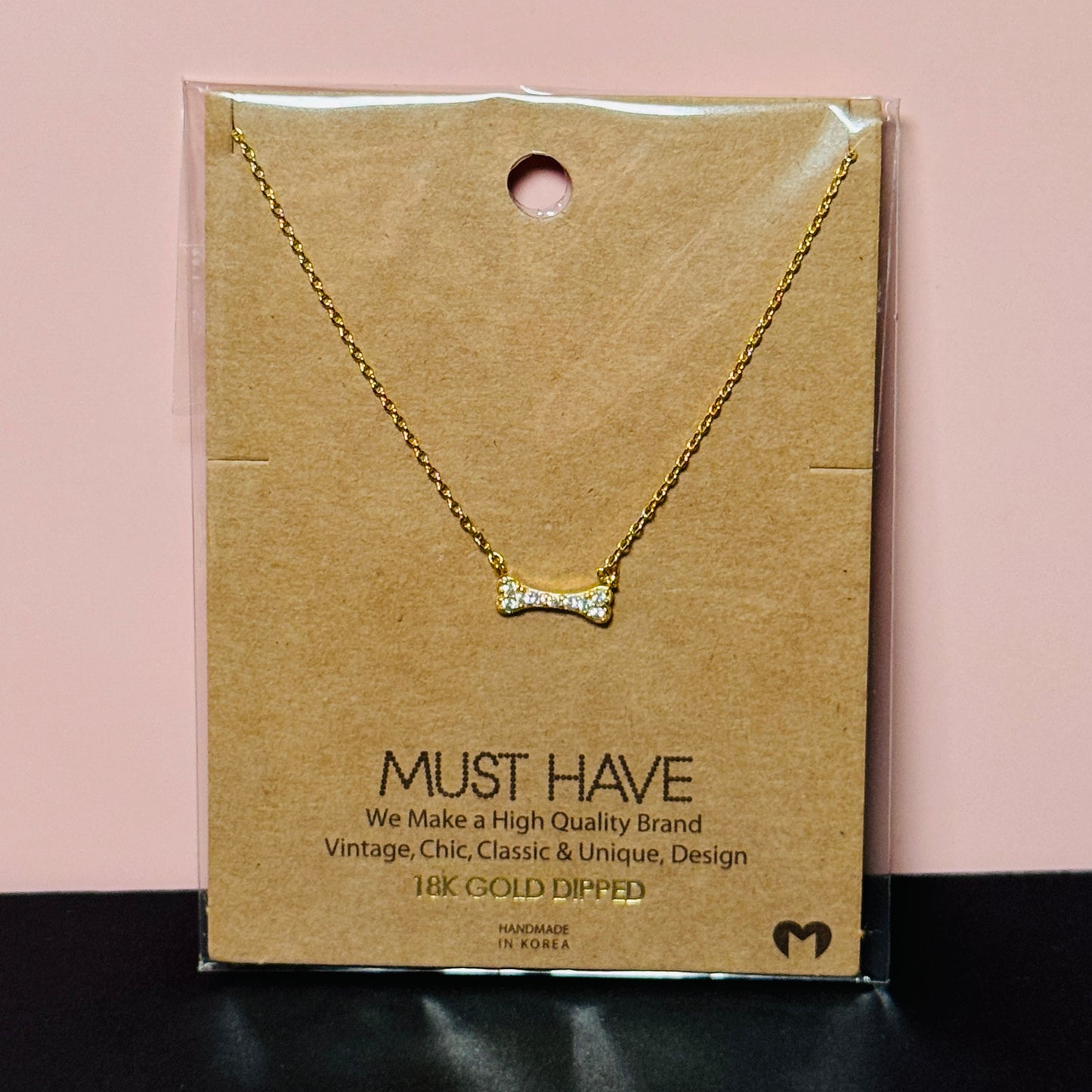 Rhinestone Bone Necklace