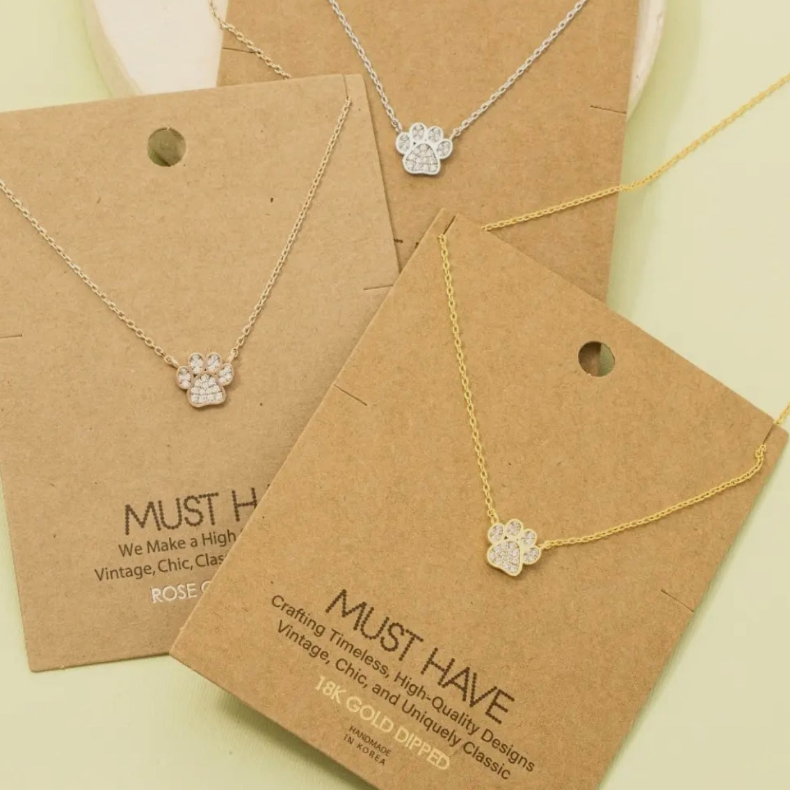 Rhinestone Paw Necklace