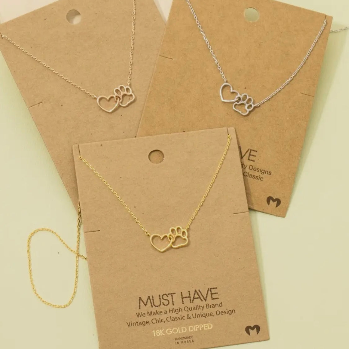 Dog Paw/Heart Necklace