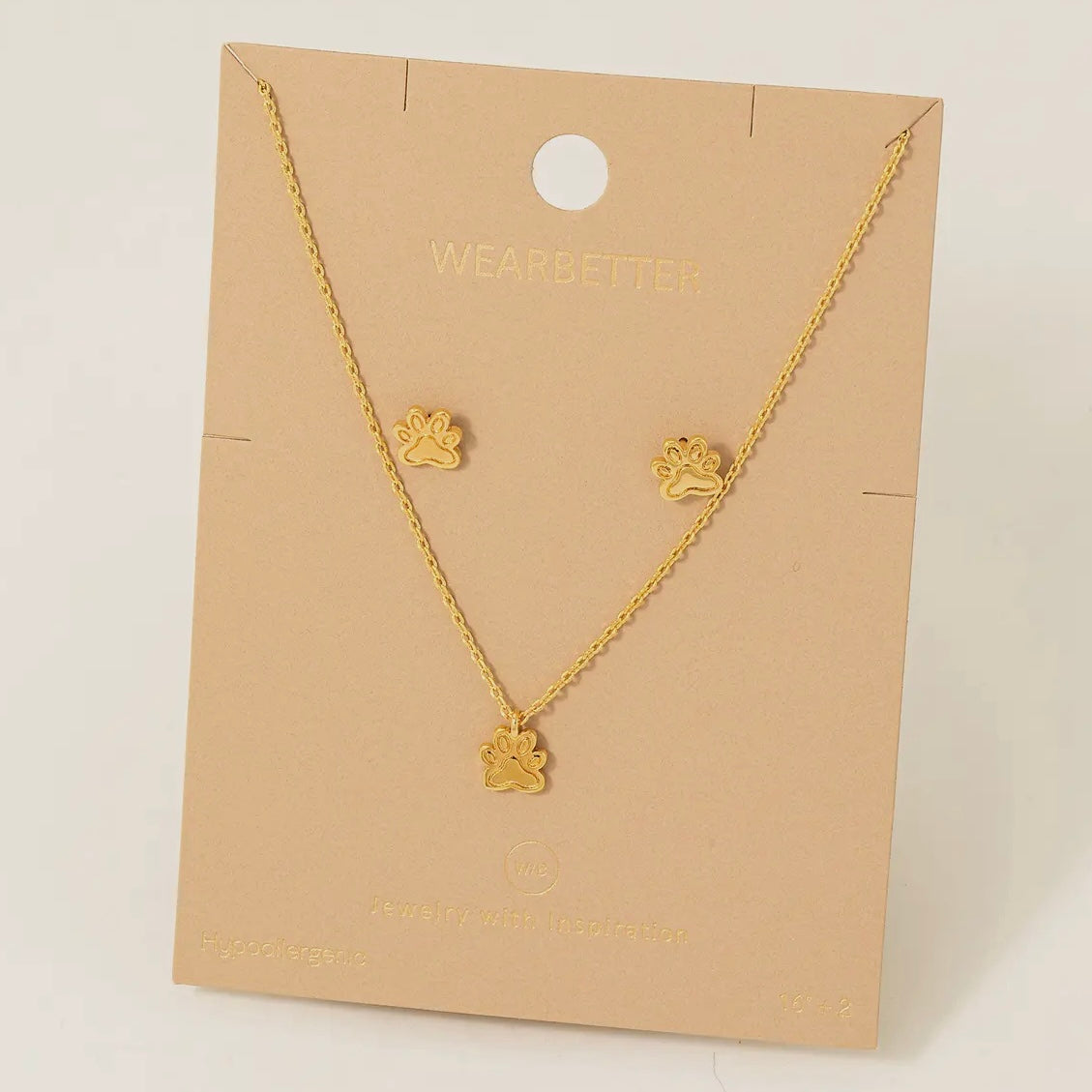 Paw Print Necklace & Earring Set
