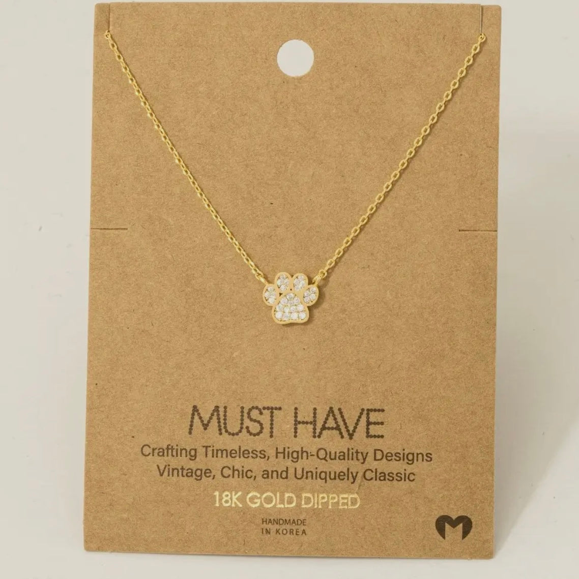 Rhinestone Paw Necklace