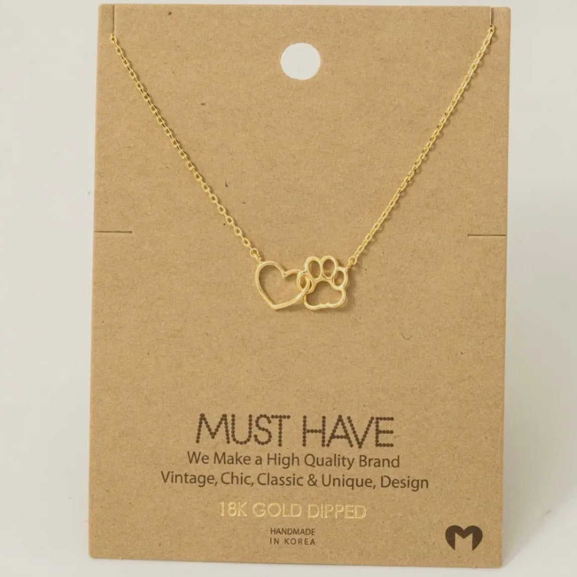 Dog Paw/Heart Necklace